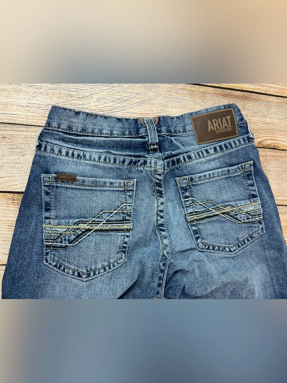 Mens Ariat M4 Relaxed Straight Shoreway Denim Blue Jeans Size 29x34
